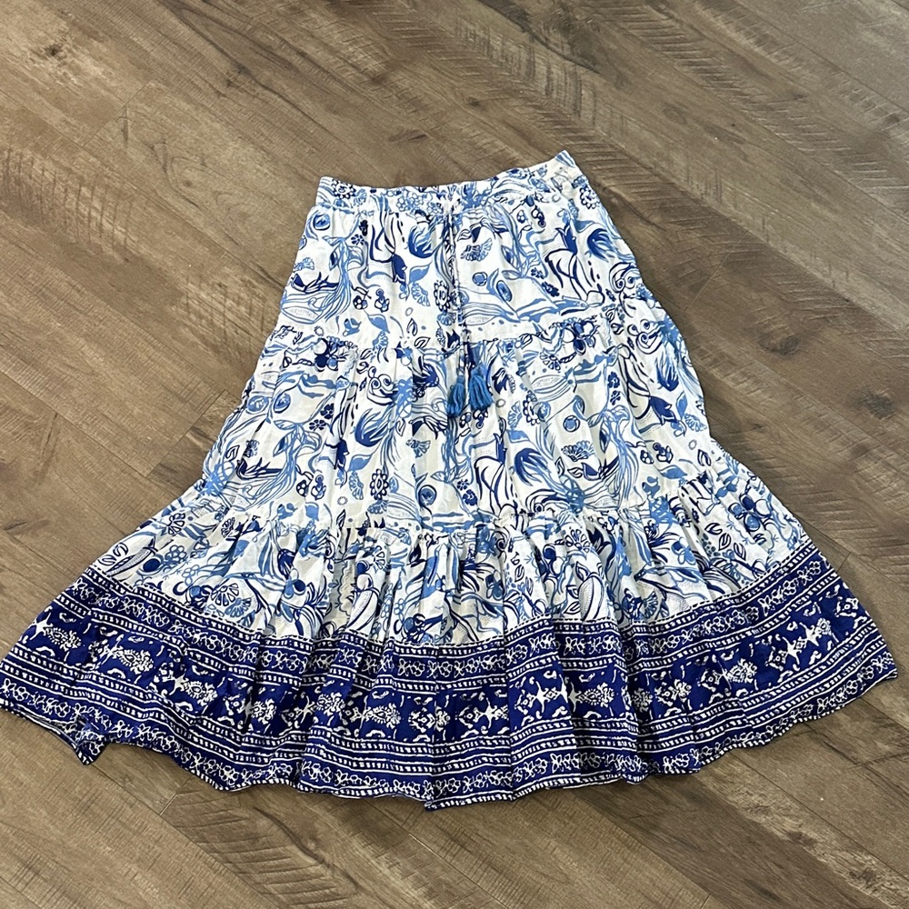 Faith & Zoe Blue and White Maxi Skirt